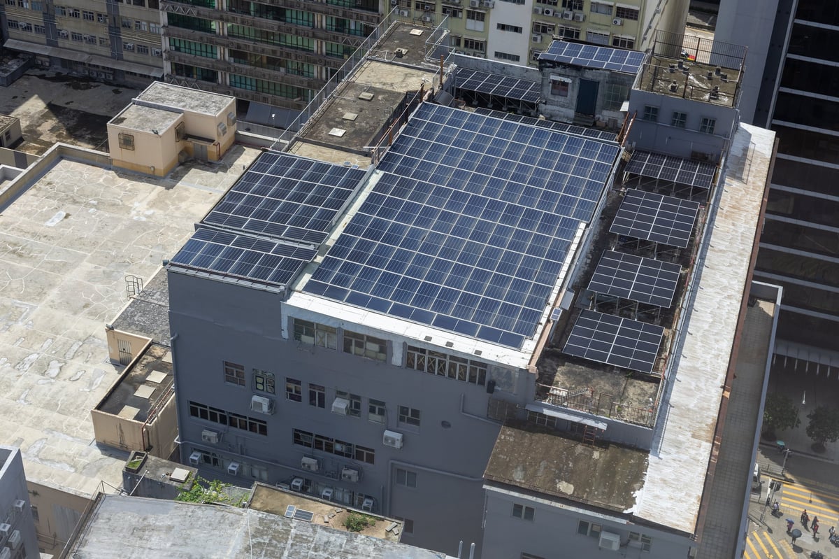 factory building rooftop solar panels
